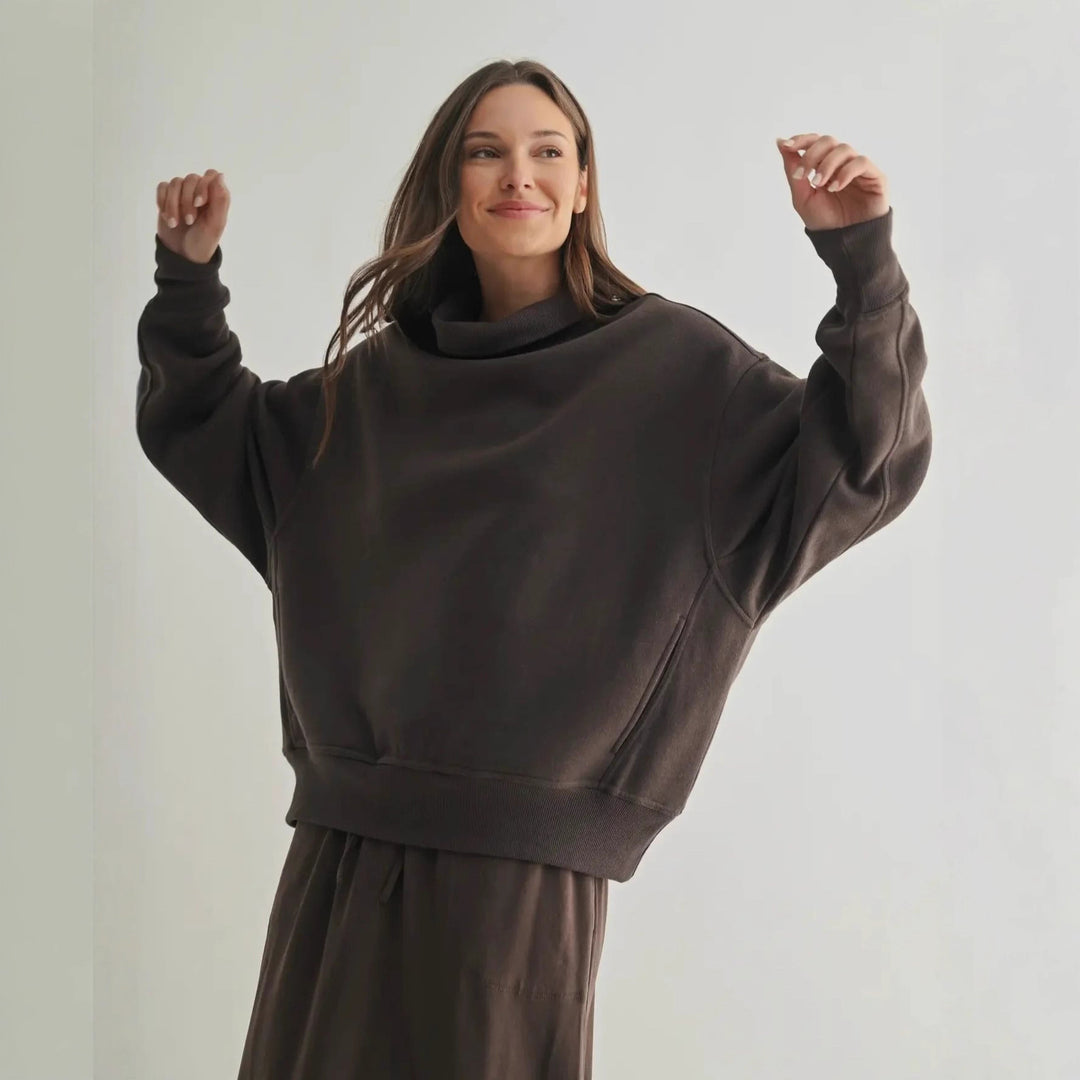 Oversized sweater for women with high collar and casual cut Lune London