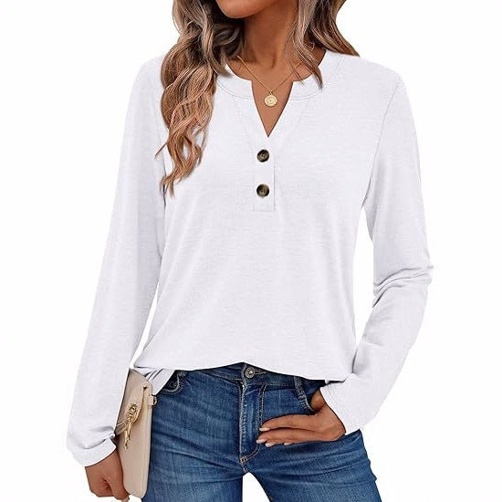 Long sleeve women's t-shirt with button details Lune London