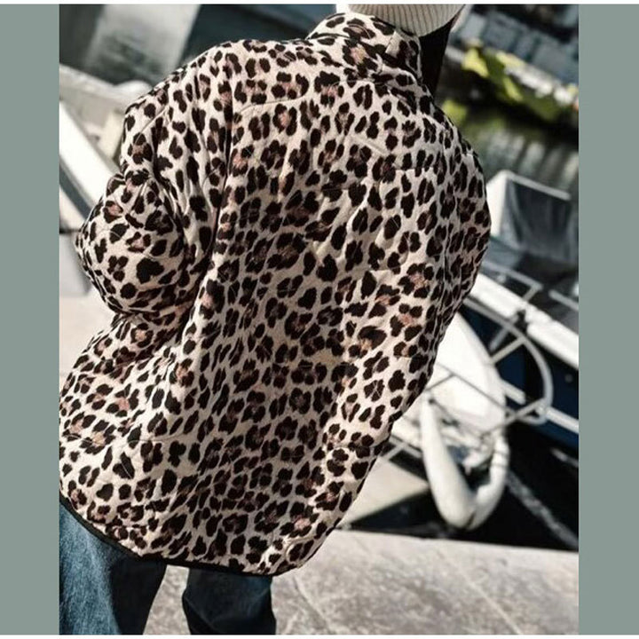 Ladies quilted jacket with leopard print and pockets Amarae