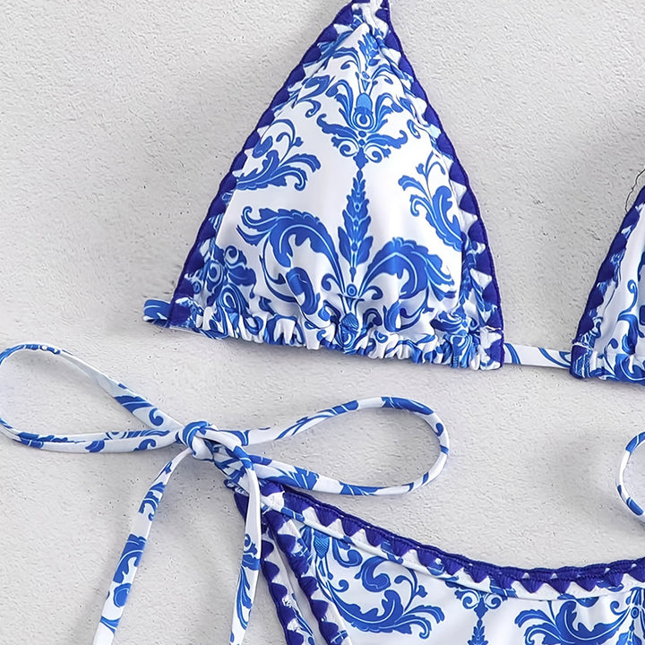 Lune London Tie Front Triangle Bikini Set