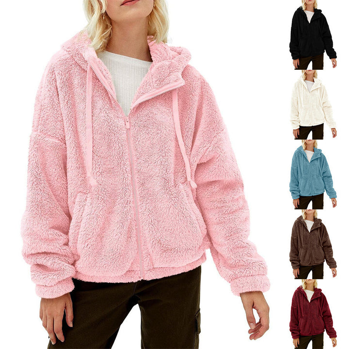 Ladies Cozy Fleece Jacket with High Collar and Zipper Lune London