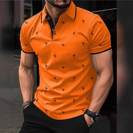 Short sleeve polo shirt for men with Lune London pattern