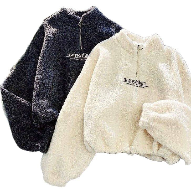 Women’s fleece pullover with stand-up collar and zipper Chic & Stil
