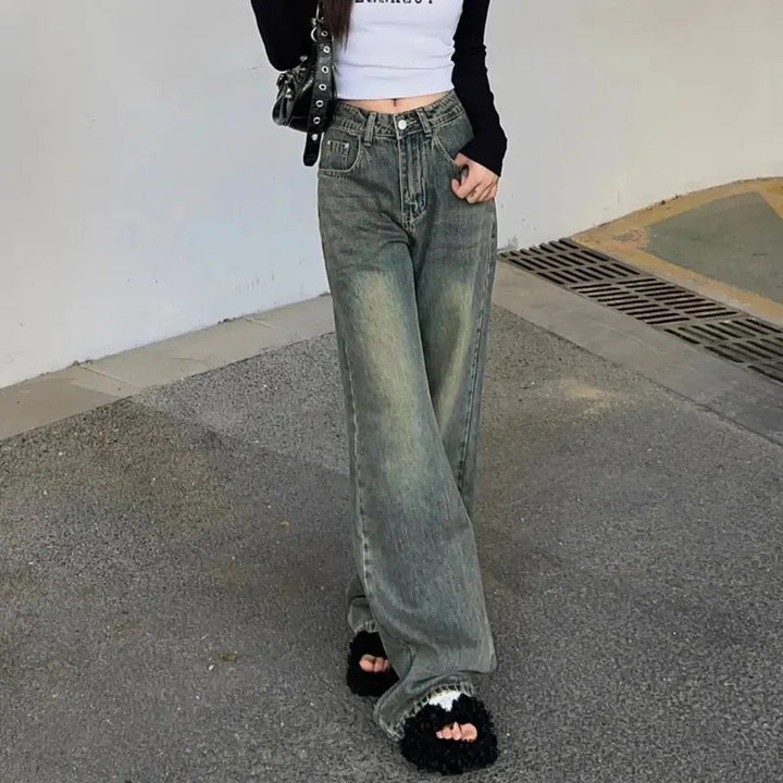 Jeans en denim taille haute ample pour femmes Chic & Stil