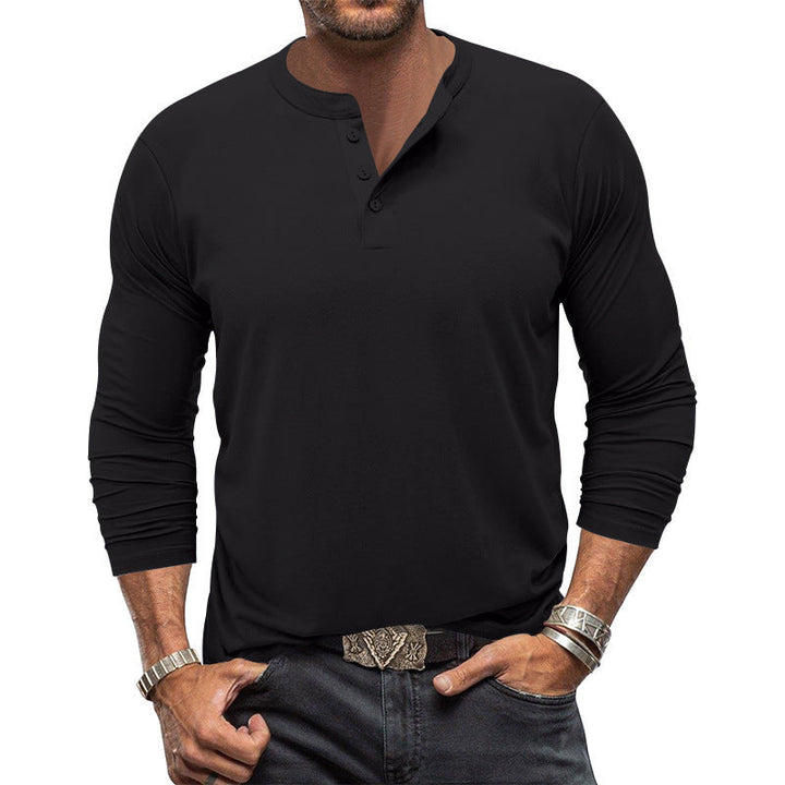 Men's Long Sleeve T-Shirt with Button Placket Amarae