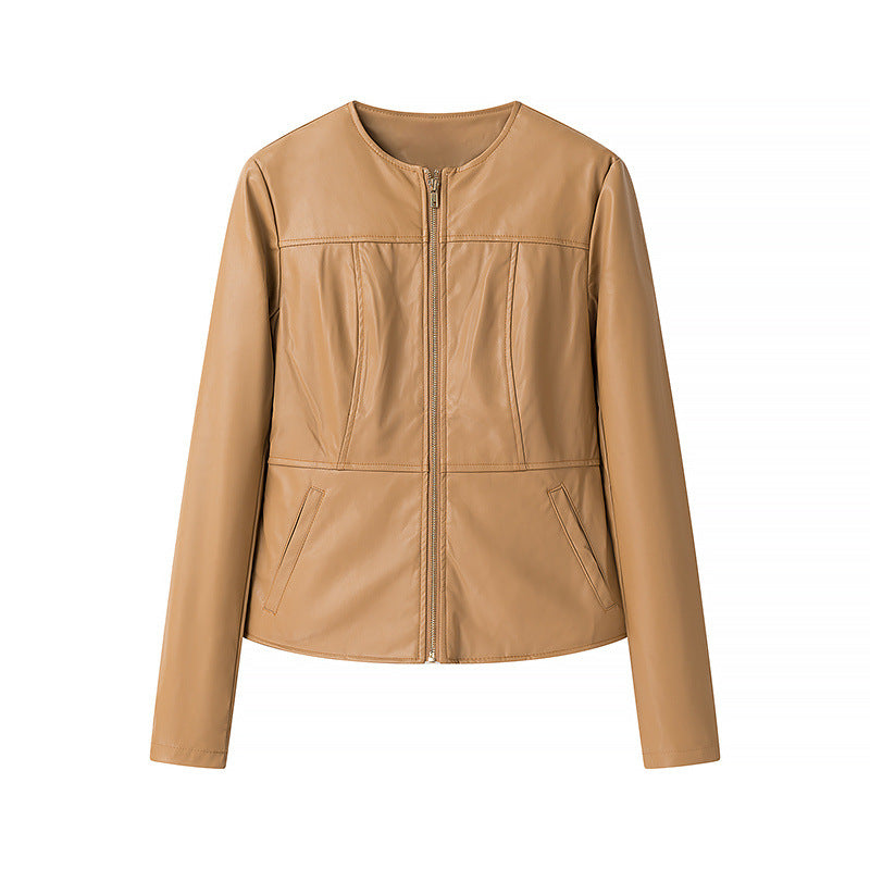Faux leather jacket for women with textured surface and practical pockets Lune London
