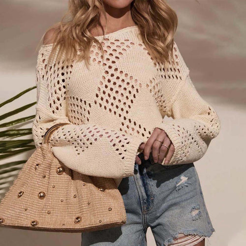 Open knit pullover for women with a breathable mesh structure Amarae