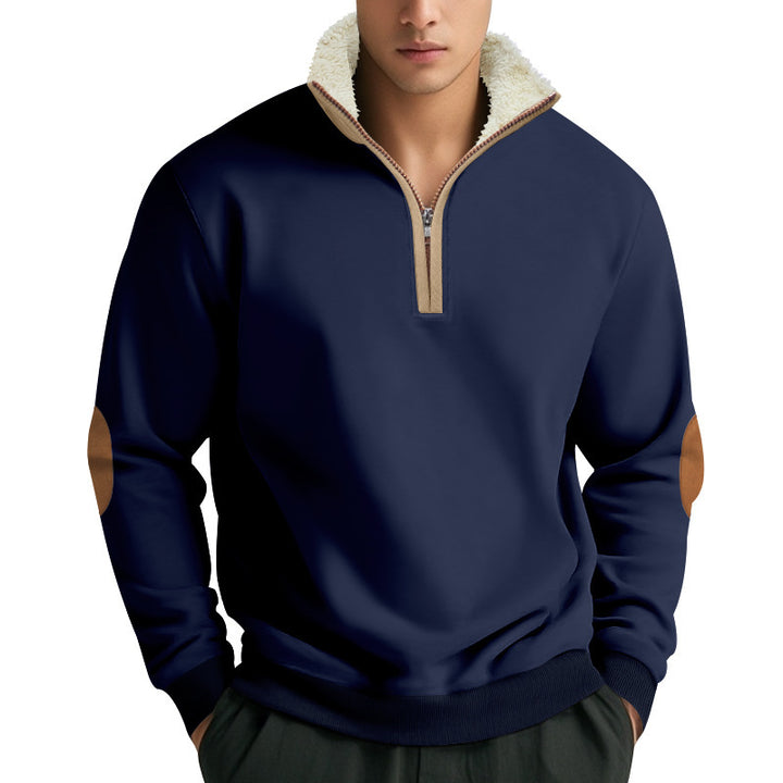Fleece pullover for men with high collar and zipper Amarae