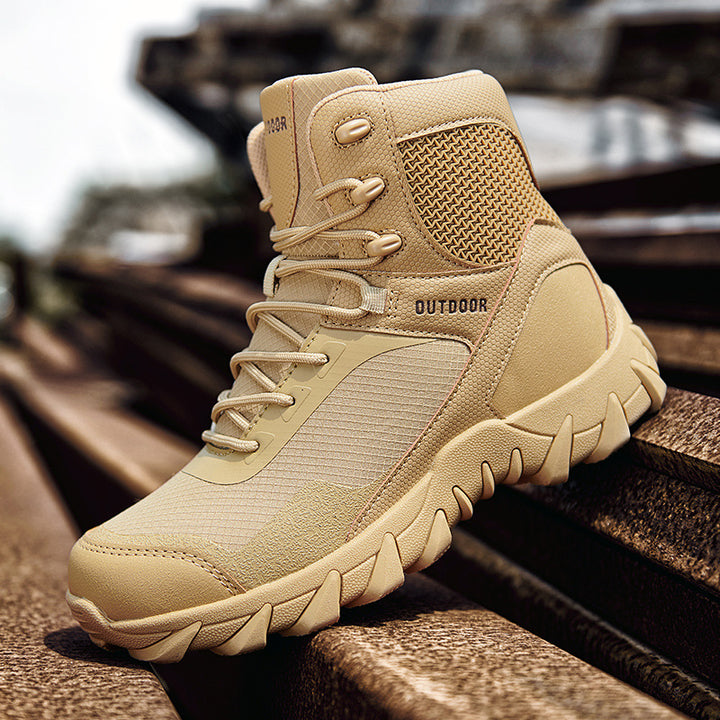 Men's High-Cut Tactical Trekking Boots with Profiled Outdoor Sole Construction Amarae