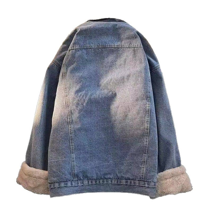 Oversized denim jacket for women with faux fur lining Lune London