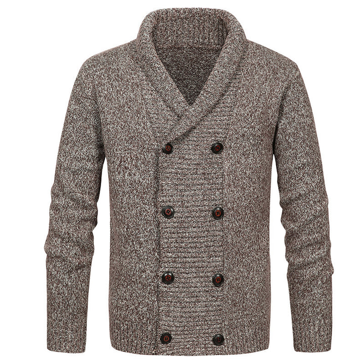 High-quality men's knitted jacket with large collar and button detail Lune London