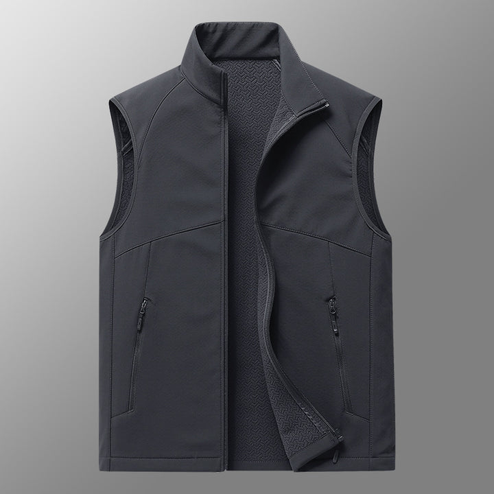 Men's softshell vest with stand-up collar, windproof performance softshell and structured inner side Amarae