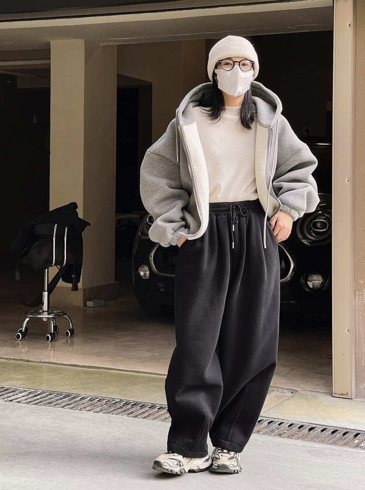 Dame Confort Oversized Hoodie-Veste avec grandes poches et cordon Chic & Stil