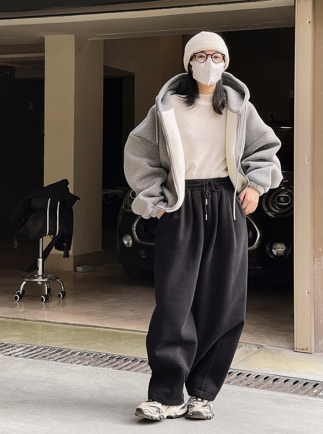 Women's Oversized Hooded Jacket with Zip and Teddy Lining Amarae