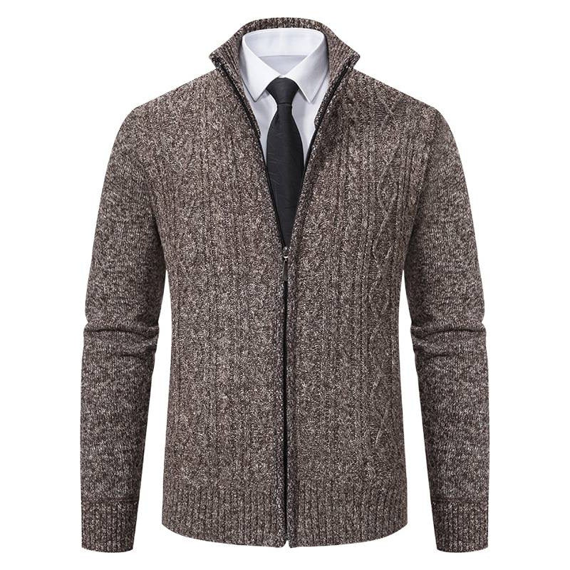 Knit jacket for men with high collar and textured pattern Lune London