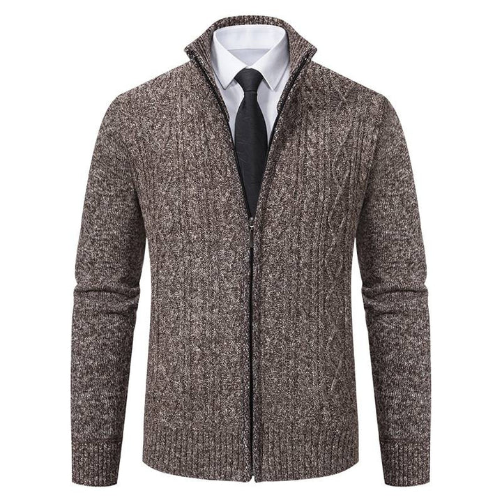 Knit jacket for men with high collar and textured pattern Lune London