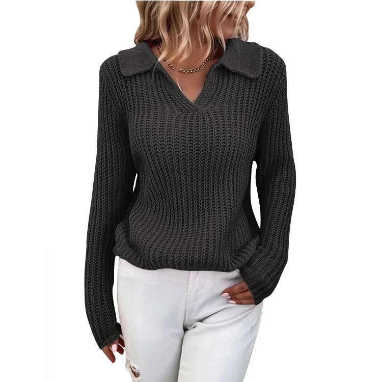 Knitted sweater for women with an elegant collar and a relaxed fit Lune London