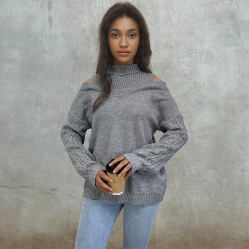 Long sleeve sweater for women with a trendy oversized off-shoulder design Amarael