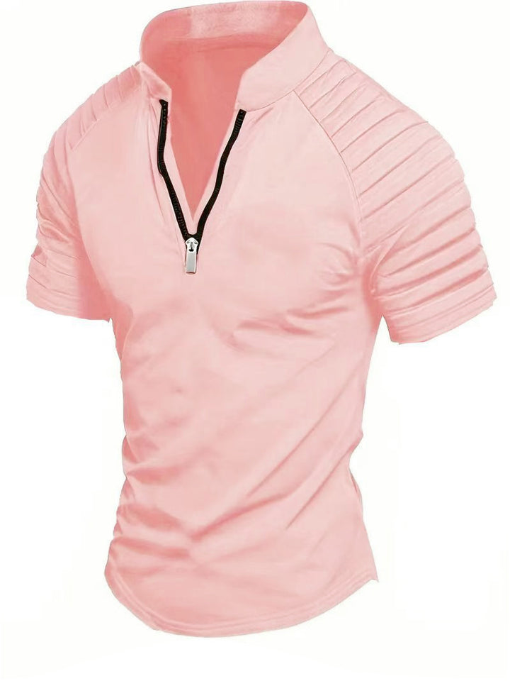 Short Sleeve Sports T-Shirt for Men with Structured Zipper Lune London