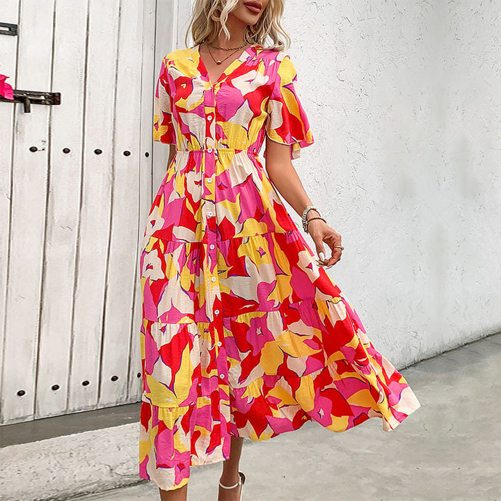 Lune London Floral Button Midi Dress for Women