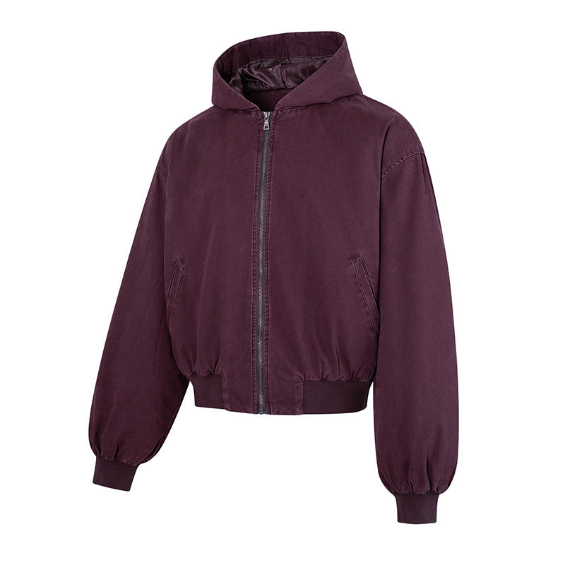 Women's Short-Cut Hooded Bomber Jacket with Padded Lining and Elastic Hem Amarae