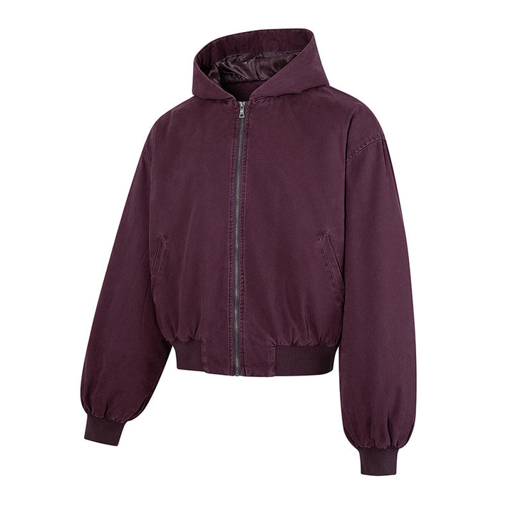 Women's Short-Cut Hooded Bomber Jacket with Padded Lining and Elastic Hem Amarae