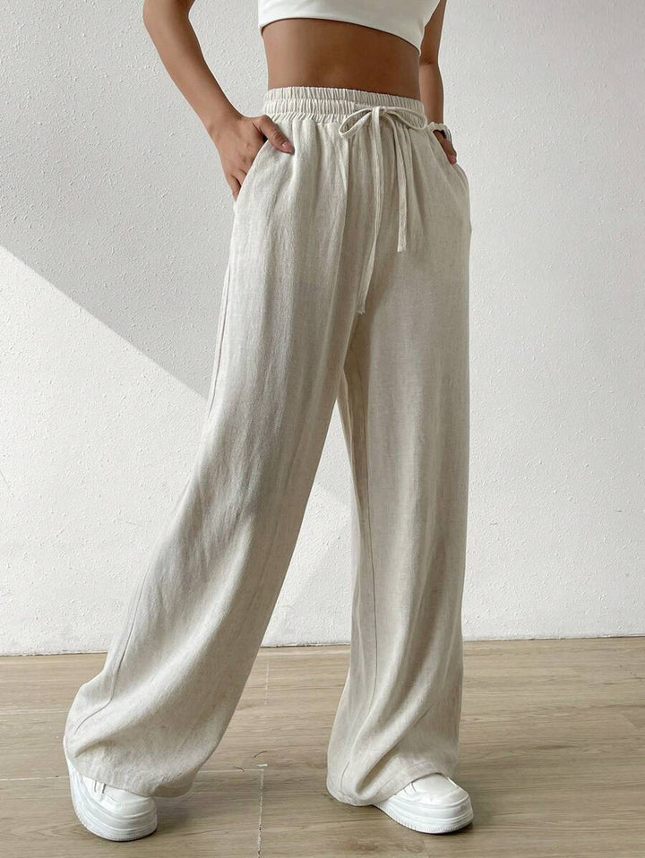 Casual linen pants for women with elastic waist and side pockets Lune London