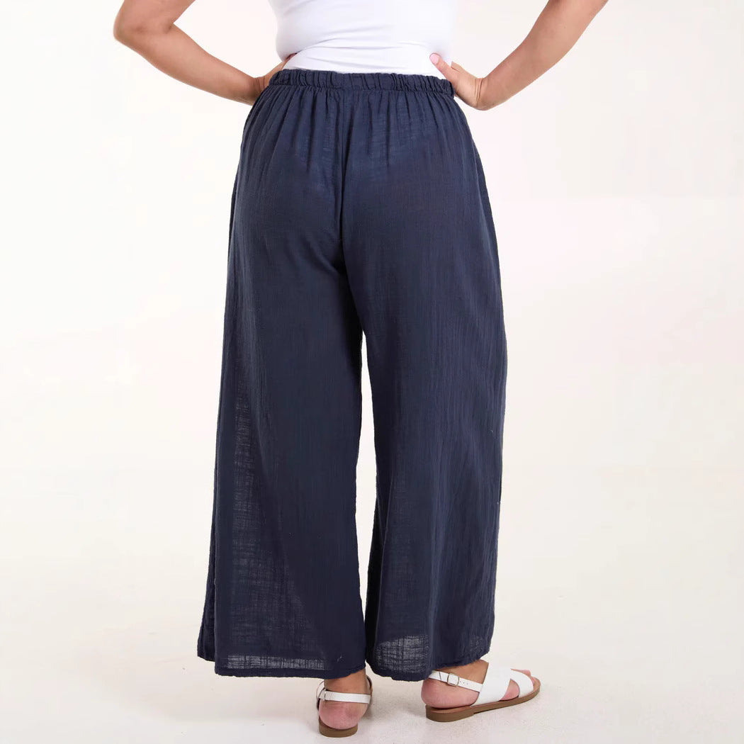 Light chiffon pants for women with elastic waist and practical pockets Lune London