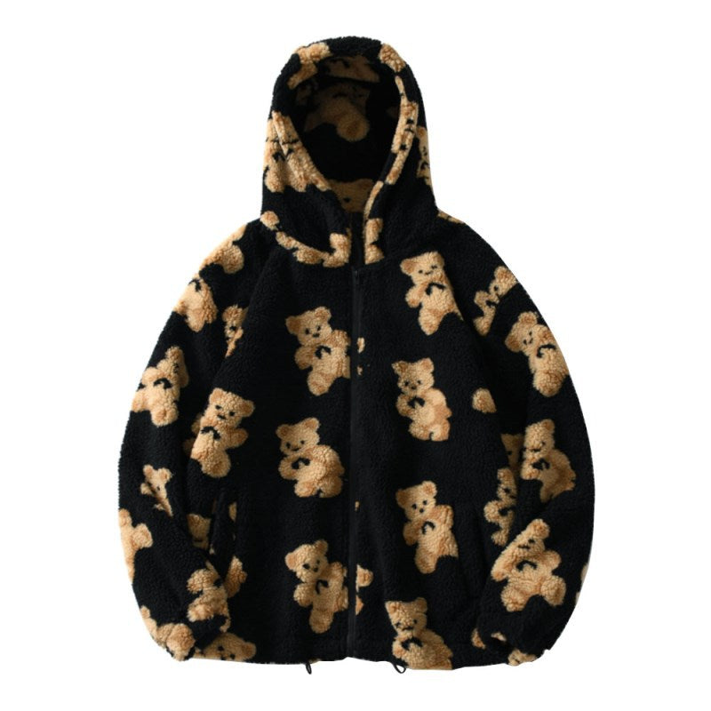Polar teddy jacket for women with hood and large pockets Lune London