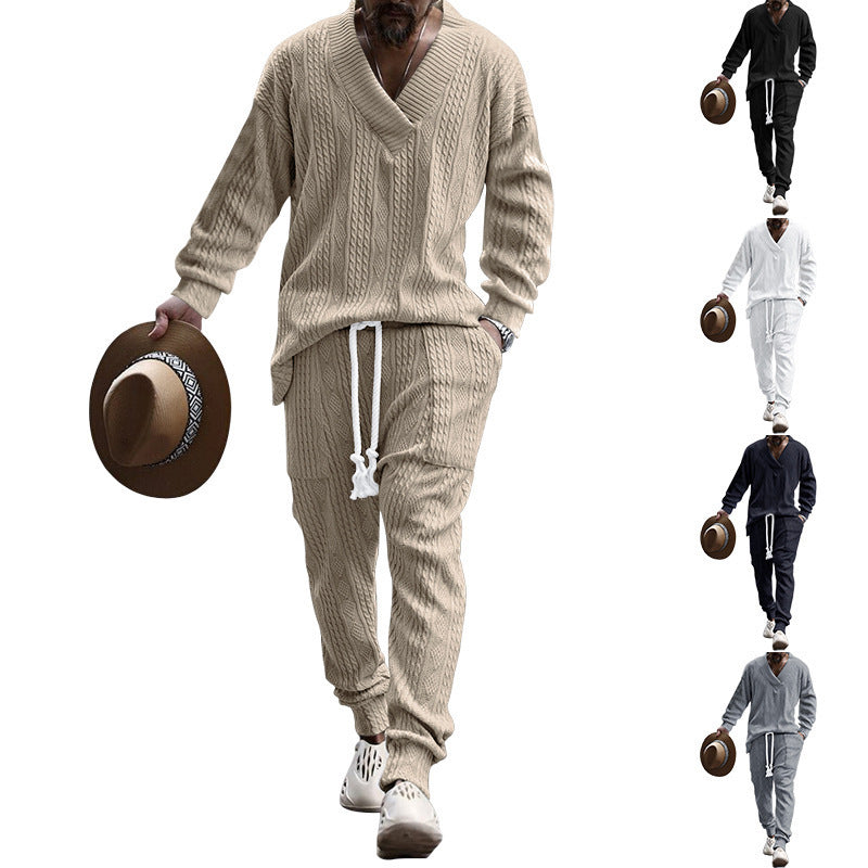 Knit suit for men with V-neck and elastic waist Lune London