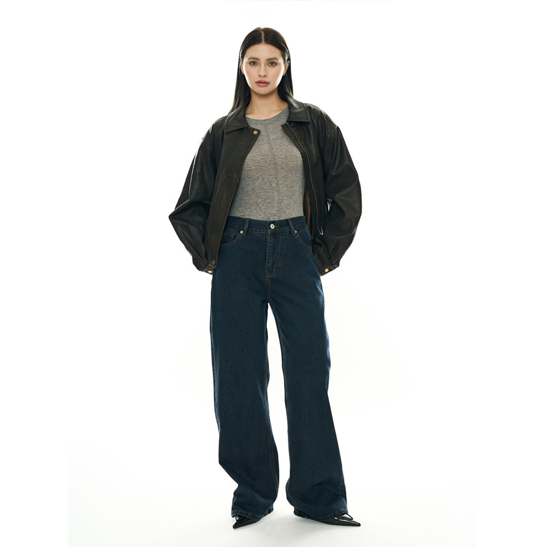 Women's Extra Wide High Waist Denim Baggy Jeans with Low Crotch Amarae
