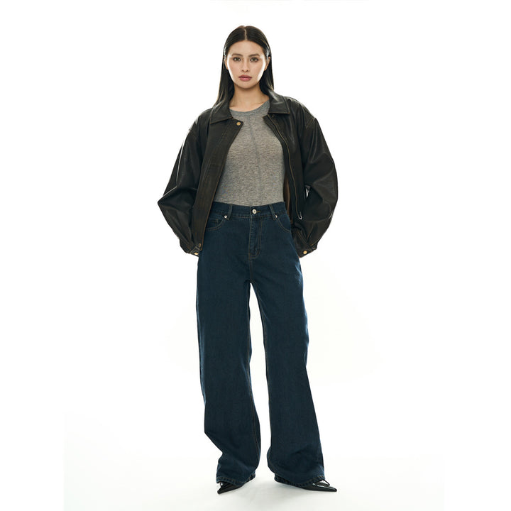 Women's Extra Wide High Waist Denim Baggy Jeans with Low Crotch Amarae