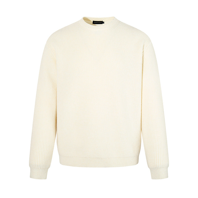 Men's fine knit sweater with round neckline and ribbed textured knit Amarae