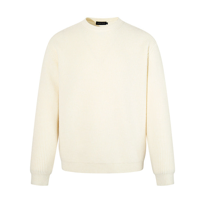 Men's fine knit sweater with round neckline and ribbed textured knit Amarae