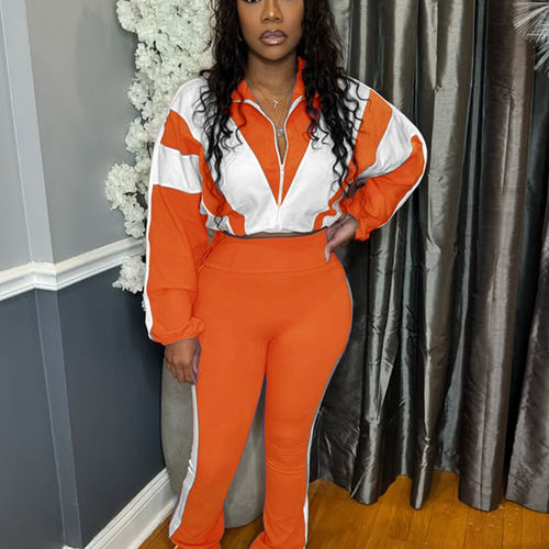 Ladies two-piece sports set with cropped jacket and fitted leggings Amarae