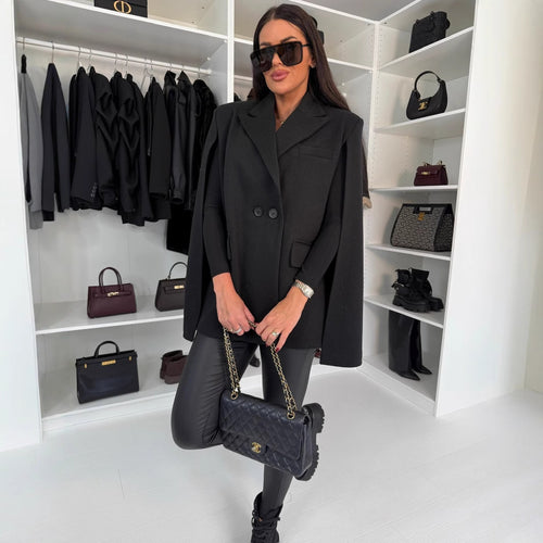 Ladies Elegant Wool Gilet with Hood and Double Breasted Amarae