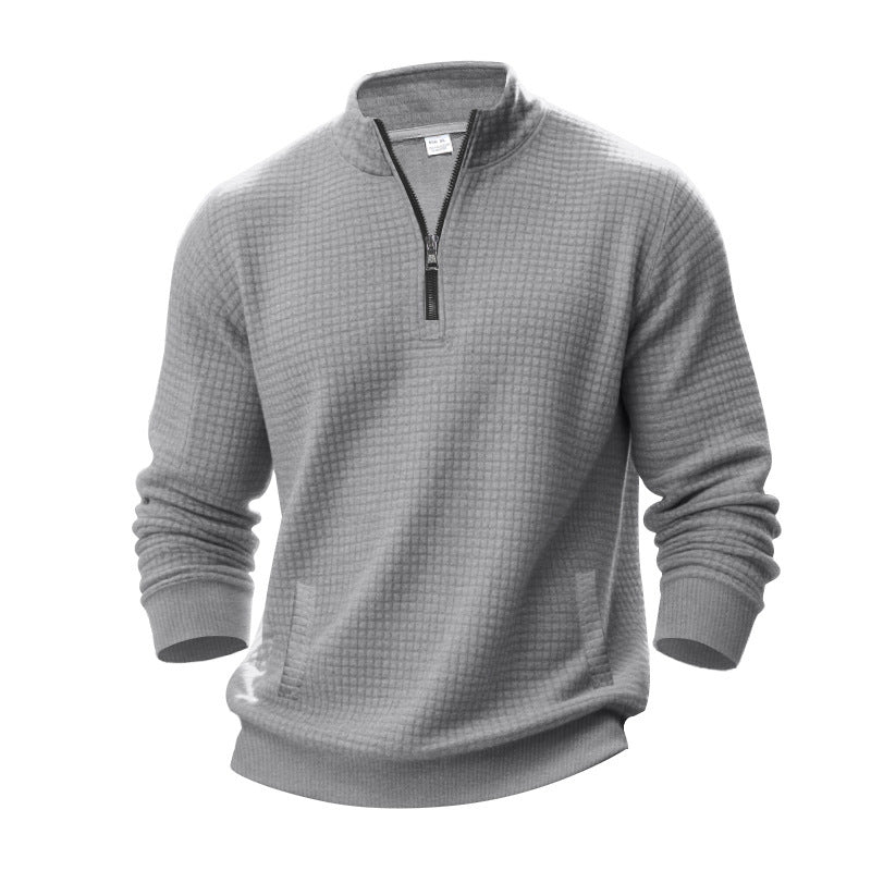 Sporty fleece pullover for men with half-zip Lune London