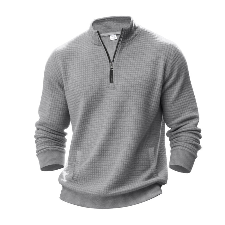 Sporty fleece pullover for men with half-zip Lune London