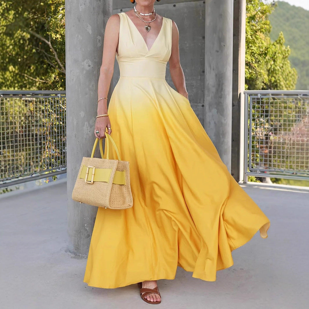 Ladies Elegant Chic Flared Maxi Dress