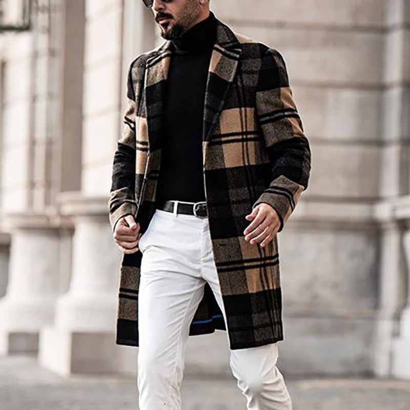 Classic checked coat for men in high-quality wool blend Amarae