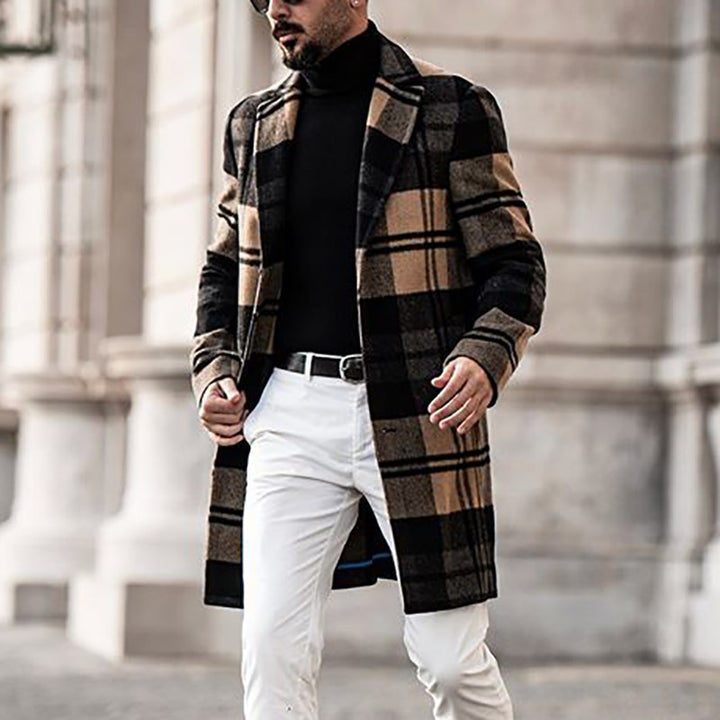 Classic checked coat for men in high-quality wool blend Amarae