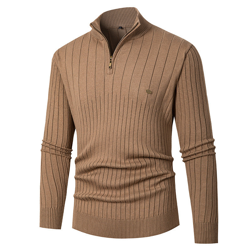 Elegant knitted sweater for men with half-zip and finely ribbed design Lune London