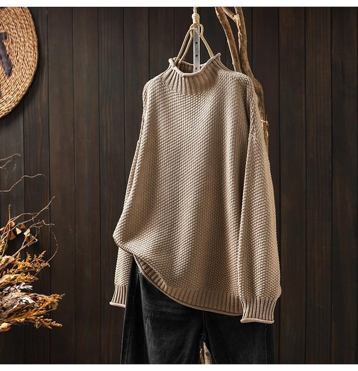 Oversized knitted sweater for women with high neck Lune London