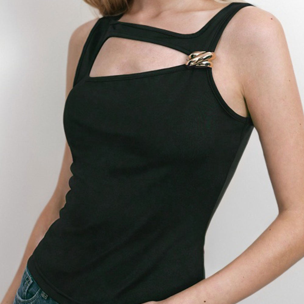 Haut Bodycon Premium Femme avec Encolure Asymétrique et Détail Élégant Chic & Stil