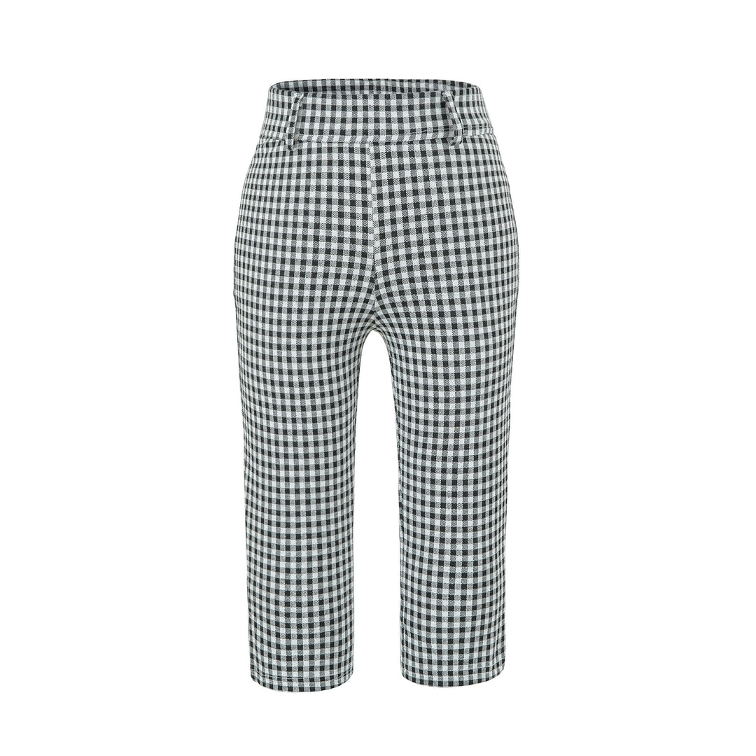 Ladies high-cut slim-fit pants with Vichy check and elastic waistband Amarae