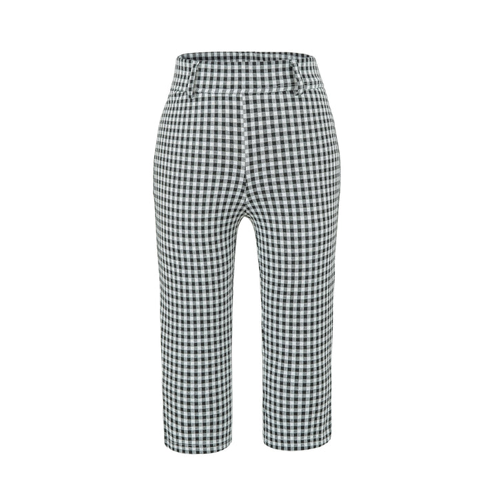 Ladies high-cut slim-fit pants with Vichy check and elastic waistband Amarae