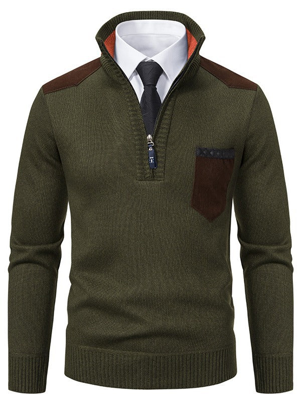 Fashionable men's pullover with short zipper and elegant details Lune London