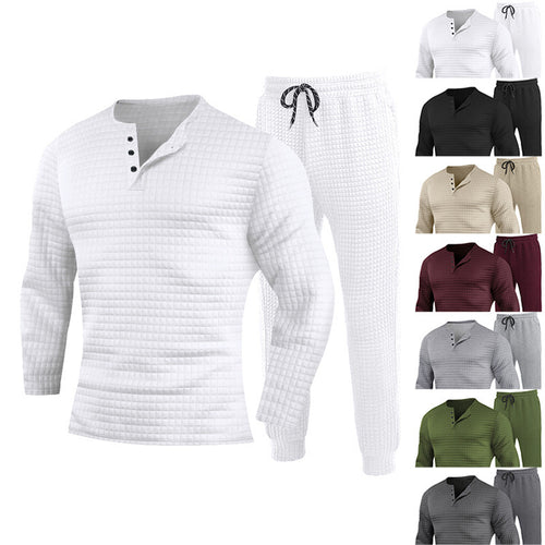 Three-piece set for men with textured long sleeve t-shirt and jogger pants Amarae