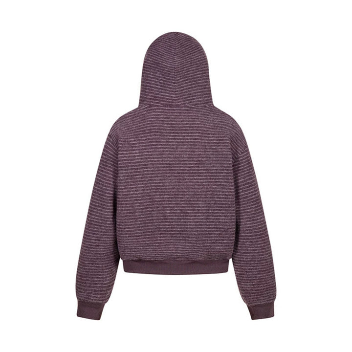 Women's short-cut hooded zip jacket with horizontal stripe relief and elastic waistband Amarae