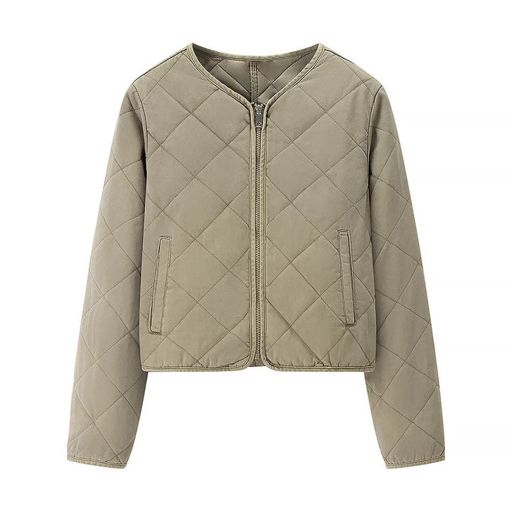 Quilted transition jacket for women with practical pockets and stylish stand-up collar Lune London